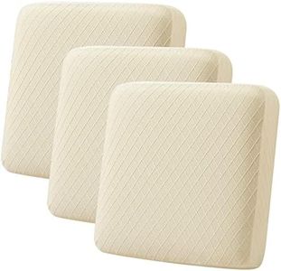 hyha Jacquard Couch Cushion Covers, Magic Sofa Covers Washable, Stretch Couch Covers for 3 Cushion Couch, Diamond Lattice, Thick Sofa Couch Covers for Sectional Sofa (3 Cushion Sofa, Beige)