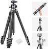 NEEWER LITETRIP LT38 61" Travel Camera Tripod, Carbon Fiber Portable Stand, 360° Pan Tilt Ball Head, Center Axis, Arca Type QR Plate Compatible with Peak Design Clip V3, Max Load 22 lb, Cleaning Cloth