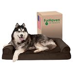 Furhaven Memory Foam Dog Bed for Large Dogs w/Removable Bolsters & Washable Cover, for Dogs Up to 95 lbs - Plush & Suede Sofa - Espresso, Jumbo/XL