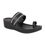 BELLA by Labella Women Fashion Platform Slip On Black Sandal | Durable | Stylish | Comfortable | Slip Resistant | Lightweight and Breathable | 3 UK