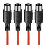 FORE 2-Pack 5-Pin DIN to 5-Pin DIN MIDI Cable for DJ Sets/Electric Drum/Keyboard/Electric Piano Color Red 1 M (2 Pack)