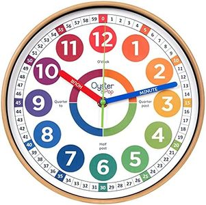 Learning Clock for Kids - Telling Time Teaching Clock - Kids Wall Clocks for Bedrooms - Kids Room Wall Decor - Silent Analog Kids Clock for Teaching Time - Kids Learn to Tell Time Easily