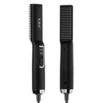 K&K Beard Straightener Combs for Men, Mini Ceramic Plate Electric Hot Mustache Comb PTC Heater 30s Fast Heat Multifunctional Women Short Hair Brush with 2 Temperatures Setting