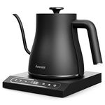 Gooseneck Electric Kettle Variable Temperature Control, Jocuu Pour Over Coffee Kettle Tea Kettle, 1200W Rapid Heating, Temperature Holding, 100% Stainless Steel Inner, 0.8L, BPA Free, Matt Black