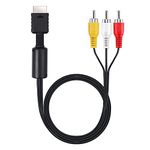 Gamer Gear RCA to Composite Cable - RCA AV to composite Converter Cable for Classic PS1 PS2 PS3 Consoles - 1.8m / 6ft Audio and Video RCA Cable for TV Games