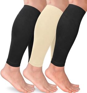 JOLAYSO Calf Compression Sleeves for Men and Women, 3 Pairs, 23-32 mmHg, Pain Relief for Shin Splints and Varicose Veins, Footless Running Socks (XXL)