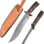 Handmade Damascus Steel BK-3023 Hunting Knife - Camel Bone Handle with Damascus Steel Gurd