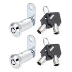 uxcell Tubular Cam Lock 40mm Cylinder Length Chrome Finish Keyed Different 2Pcs