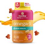 Honibe Omega 3 Gummies for Kids and Adults | Made in Canada | Supports Brain Health | Trusted Source of Omega-3 EPA & DHA Vitamins | Sustainably Sourced Fish Oil | No Fishy Taste | Omega 3 Fatty Acids | 60 Gummies