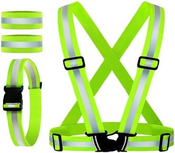 Reflective Vest, Reflective Glow Belt with 2Pack Reflector Armbands, Adjustable Elastic Safety Vest Outdoor Reflective Belt High Visibility, Ultralight & Comfy for Running, Jogging, Walking, Cycling,