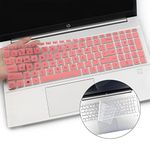 2Pcs Keyboard Cover for 2021 HP 15.6" Laptop 15-eh0xx 15-eg0XX Series 15-eh0010nr 15-eh0095nr 15-eh0097nr 15-eg0072nr 15eg0074nr 15-eg0076nr 15-eg0079nr 15-eg0097nr, 15t-egxx 15z-ehxx (Pink+Clear)