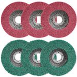 SI FANG 6Pcs 115mm Nylon Fiber Flap Disc Polishing Buffing Wheel, Assorted 180 & 320 Grit Non-Woven Sanding Grinding Wheel Set, 4.5'' x7/8'' Scouring Pad Angle Grinder Discs, Deburring & Rust Removal