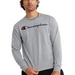 Champion Men's Classic Graphic Long Sleeve TEE T-Shirt, Oxford Gray-y06794, Medium