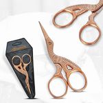 ZAMAHA UK® 1 Pcs Stainless Steel Sewing Scissors DIY for Embroidery, Craft, Needle Work, Art Work & Everyday Use (Rose Gold Crane Design Size 3.5")