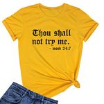 LOOKFACE Women Graphic Cute T Shirts Funny Tees, Yellow, Large