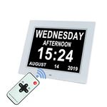 10" Digital Day Calendar Clock Extra Large Date Time Alarm Non-Abbreviations Dementia Impaired Vision Senior Clocks for Memory Loss Alzheimer Elderly