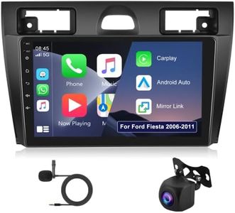 Hodozzy 2GB 32GB Android Radio para Ford Fiesta 2006-2011 Radio Carplay Android Auto Mirror Link, Pantalla Táctil 9 Pulgadas GPS Bluetooth WiFi FM RDS HiFi SWC, Cámara Trasera 2 DIN para Ford Fiesta