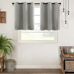 MRTREES Blackout Kitchen Tier Curtains Gray 36 inch Length Cafe Curtains Room Darkening Bathroom Small Curtain Tiers Short Window Treatment Set 2 Panels Grommet Top Grey