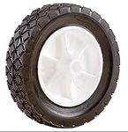 AQS INTERNATIONAL - 6/7/8/10'' Plastic White Wheel PU Hub, Puncture Proof Replacement Solid Rubber Tyre, Garden Cart, Trailer, Sack Truck, Wheelbarrow Tyres Trolley (6'' (150mm))