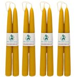 Beeswax Taper Candles 9'' (230 mm), Bundle of 4 Pairs,UK Handcrafted, Over 10.5 Hours of Burn Time Each, Air-Purifying, and Dripless - Brighten Your Space!