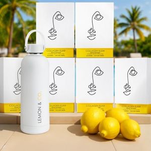 LEMON & CO. 12-Week Starter Kit Bundle – Liquid Collagen for Women + Insulated Bottle - 5000mg Marine Collagen Peptides for Skin, Nails, Hair & Gut Health | Organic Lemons, Vitamin C, No Preservatives