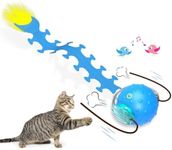 Giociv Interactive Cat Toys Ball for Indoor Cats Fast Rolling on Carpet, Chirping & Motion Activate Cat Toys (Blue Centipede)