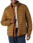 Amazon Essentials Men's Lightweight Water-Resistant Packable Puffer Jacket, Light Brown, Medium