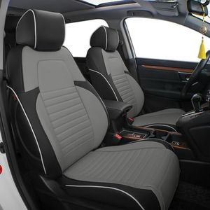 EKR CRV Seat Covers Custom Fit for Honda CRV 2017 2018 2019 2020 2021 2022,Leather Car Seat Cover Full Set for Trucks SUV,Waterproof Car Seat Cushion,Faux Leather (Black/Gray)