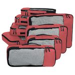 FATMUG Polyester Packing Cubes Travel Pouch Bag Organiser Set Of 8 (2 * Large-Medium-Small And Slim) (Red)