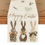 Artoid Mode Carrots Rabbit Bunny Happy Easter Table Runner, Spring Summer Seasonal Holiday Kitchen Dining Table Decoration for Indoor Outdoor Home Party Decor 13 x 72 Inch