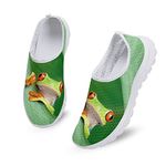 Dolyues Cute 3D Animal Frog Print Women Casual Slip On Sneakers,Lightweight Breathable Gym Athletic Walking Shoes(Green)