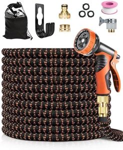 Tuyau de Jardin Extensible 45m/150ft, Tuyau de Jardin Flexible avec Pistolet à 10 Fonctions, 2500d Fil de Polyester Haute Résistance TPE, Tuyau de Jardin avec 1/2 "et 3/4" Jardinage Lavage de Voit