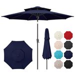 AckMizz 10ft Outdoor Patio Umbrella - Table Umbrella Waterprool UV Protection, Sombrillas de Patio with Push Button Tilt&Crank, Sun Umbrella for Pool, Porch, Garden, Deck, Backyard(Dark Blue)