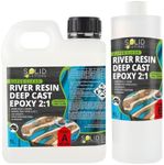 Solid Solutions Deep Pour Epoxy Resin for River Tables - Crystal Clear, UV Resistant Deep Casting Resin Up to 50mm, Tintable, 1.5L Kit