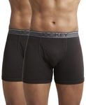 Jockey Men's Super Combed Cotton Rib Fabric Boxer Briefs with Front Fly, Ultrasoft and Durable Waistband (Pack of 2) 8009_Brown_L