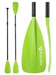 Abahub SUP Paddle - 3 Piece Adjustable Paddles - Lightweight Stand-up Paddle Oars for Paddleboard, Adjustable Aluminum Alloy Shaft 68" - 84", Green Plastic Nylon Blade