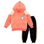 Bold N Elegant Happy Hamster Bear Cartoon Warm Velvet Pullover Sweatshirt Hoodie Tshirt and Pyjama Pant Winter Clothing Set for Infant Toddler Kids (4-5 Years, Coral Pink)