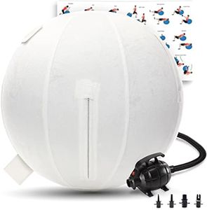 Exercise Ball 65cm/26in, White Mirco Plush Soft Cover with Electric Quick Pump For Yoga, Pilates, Fitness Balance Stability, Office Ball Chair Seat. Soft & Slip Resistant, Pro Guide