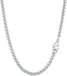 FaithHeart Silver Spiga Chains, Stainless Steel 3mm Solid Wheat Chain Necklace for Men Women-18 In