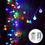 Fairy Lights Battery, 7M 60 LED Globe String Lights with 8 Lighting Modes, Fairy Light Battery Waterproof for Indoor, Outdoor, Christmas (Multi-Coloured)