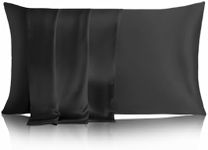 THXSILK 100% Mulberry Silk Pillowcase for Hair and Skin Health, 22 Momme Soft and Smooth Pillowcases with Hidden Zipper, Both Sides Premium Grade 6A Silk, 1pc (Standard 20"x26", Black)