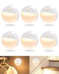 FLOWood motion sensor night light, 6 pack motion sensor stair lights led with battery on/off auto for bedroom