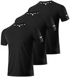 Boyzn 3 Packs Workout Shirts for Men - Activewear Tops Gym Shirts Cool Dry Mesh Moisture Wicking Running Fitness Short Sleeve Crewneck Sports Athletic T-Shirt Tops 3P05-Black-XL