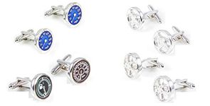 MRCUFF Cars Auto Steering Wheel Mags Guages 4 Pairs Cufflinks in a Presentation Gift Box & Polishing Cloth