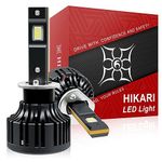 Hikari 2025 20000LM H1 LED Headlight Bulbs, 45W Upgraded Core-12 LED, High Lumens LED Kit, 6000k Cool White, IP68 Waterproof, Halogen Upgrade Replacement