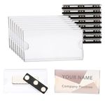 JuxYes 10 Pack Magnetic Name Tag Holders Kits, ID Badge Holders Blank DIY Business Name Tag with Strong Magnets & 3M Adhesive Tape, Clear Acrylic Sign Display Holder for Jackets Shirts Office School