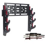 GUIIYLGG Sword Holder Katana Wall Mount - 4 Tier Velvet Padded Katana Stand Samurai Rack Samurai Sword Display Rack Wand Wakizashi Sword Stand Display