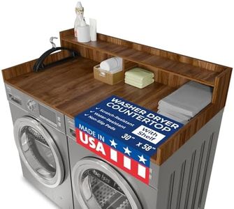 OfficeSimpli Large Washer Dryer Countertop with Shelf, 30 x 58 Inch Made in USA Laundry Countertop Over Washer and Dryer with Non-Slip Pads, Storage Shelf, Laundry Topper Organizer, California Walnut