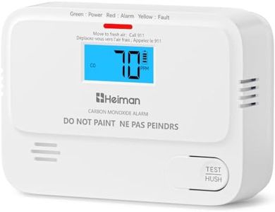 Heiman Carbon Monoxide Detectors, Low-Level 20 PPM Digital Display CO Alarm
