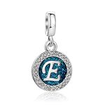 KunBead Letter E Initial Dangle Charms Compatible with Pandora Jewelry Charm Bracelets Necklace